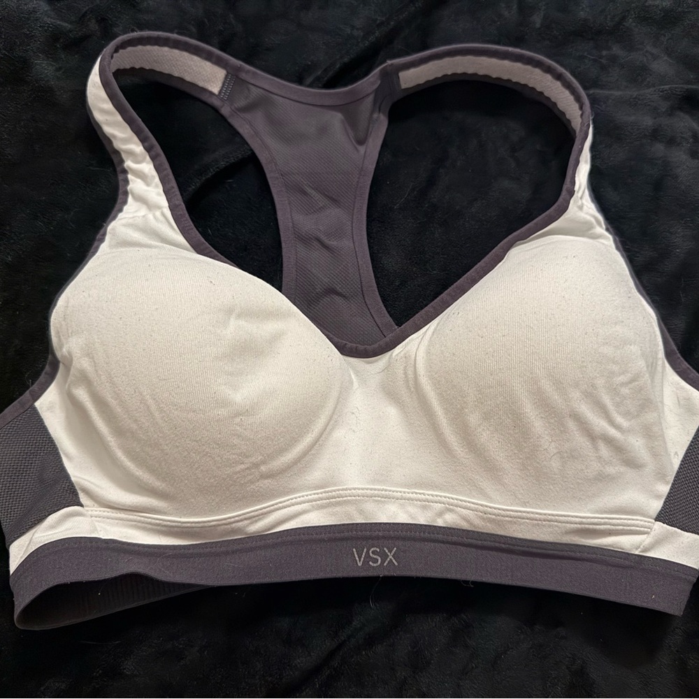 VSX White and Gray Sports Bra with Molded Cups